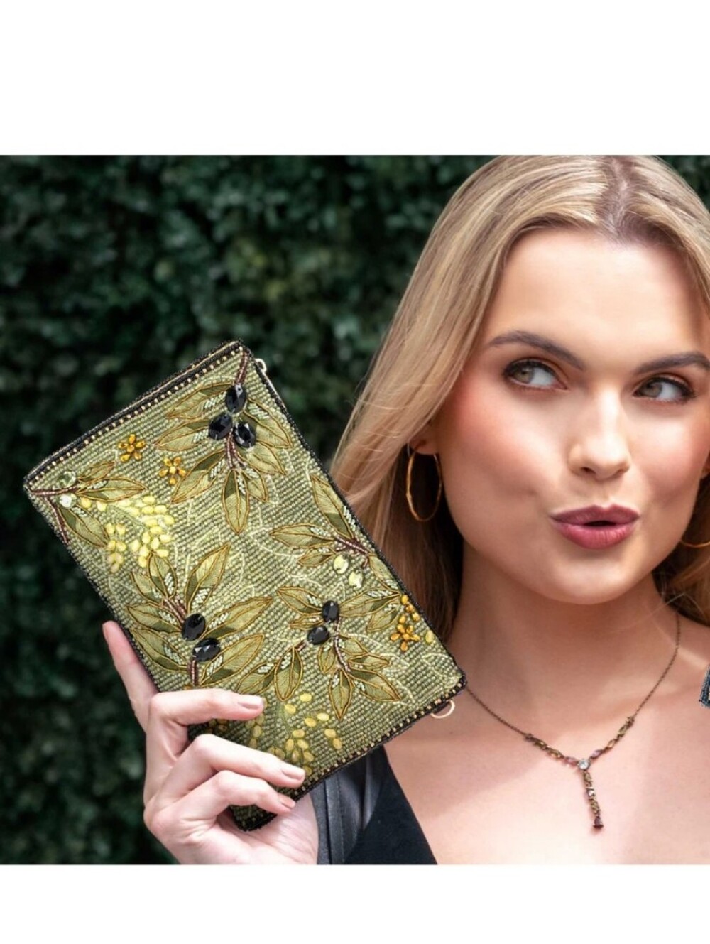 Mary Frances Olive Branch Crossbody Phone Bag